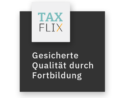 Badge TAXFLIX Gesicherte Qualität durch Fortbildung